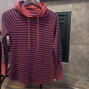 Eddie Bauer Orange & Navy 100% Cotton Streetwear Casual Long Sleeve Size Medium